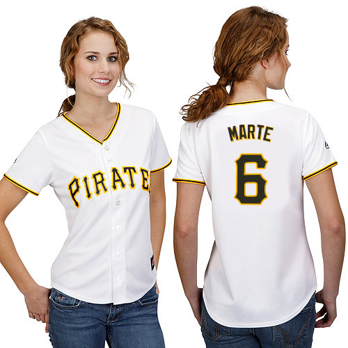 Starling Marte #6 mlb Jersey-Pittsburgh Pirates Women's Authentic Home White Cool Base Baseball Jersey